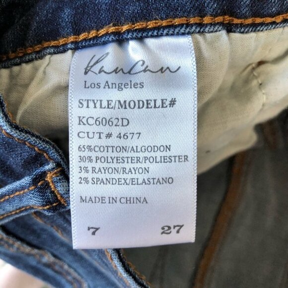 Kancan  Dark Wash Raw Hem Denim Mini Skirt Size 27 - Picture 5 of 8